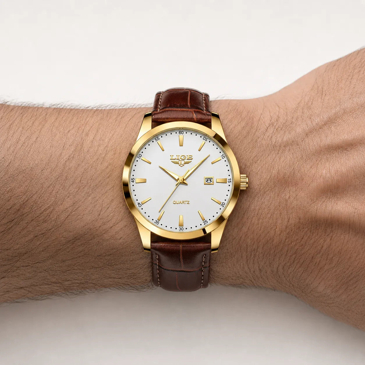 DALMONT Vanguard men's sports watch on the wrist, angled view