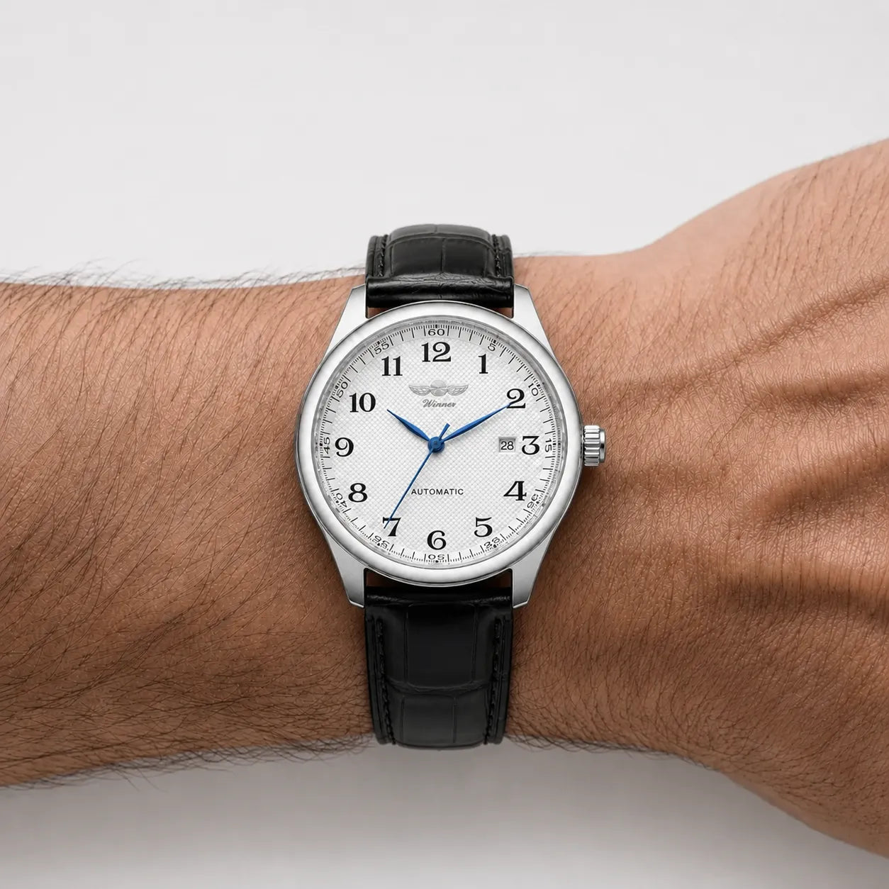 DALMONT Winner leather strap automatic watch styled on a man's wrist