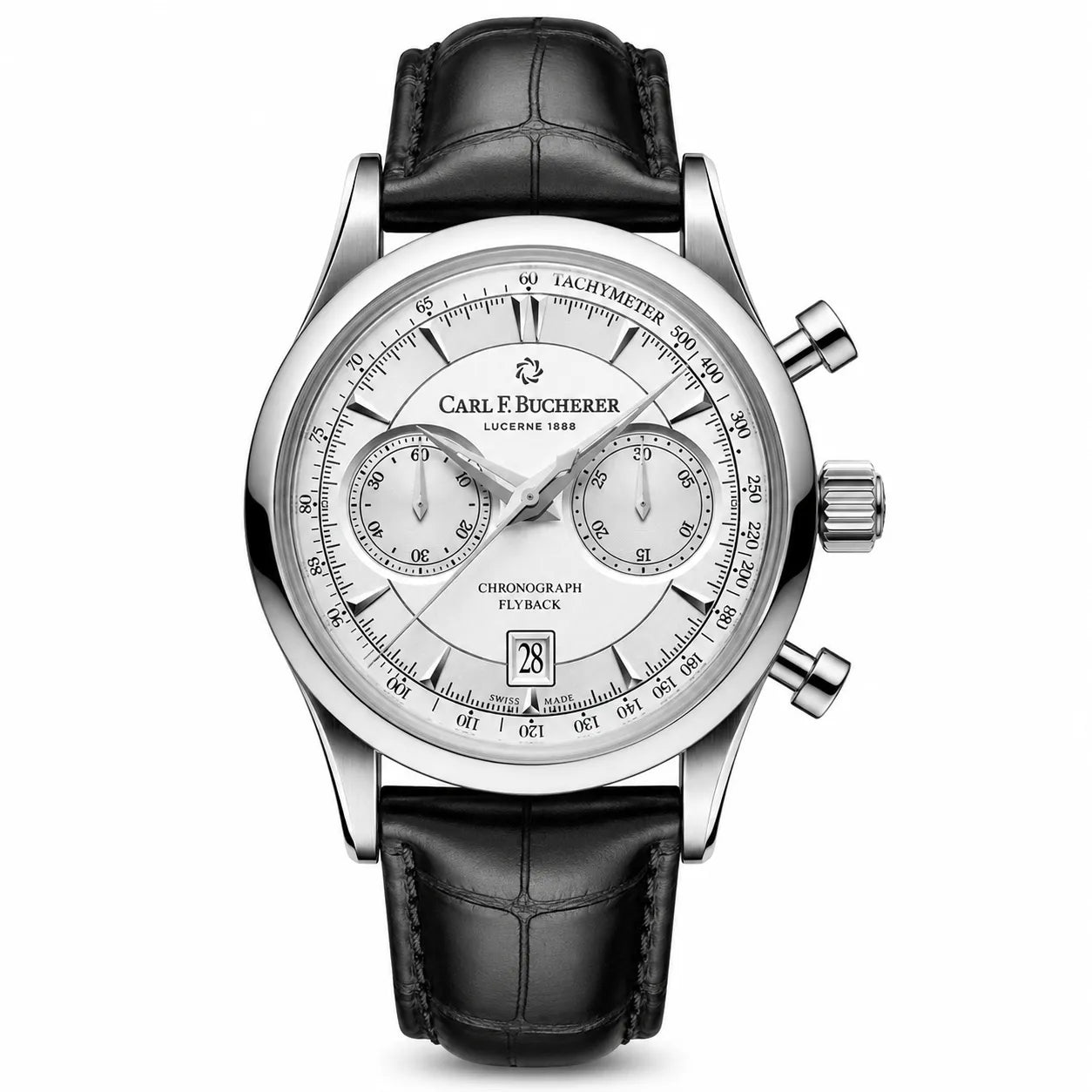 DALMONT FlyBack 42mm stainless steel chronograph watch, side profile