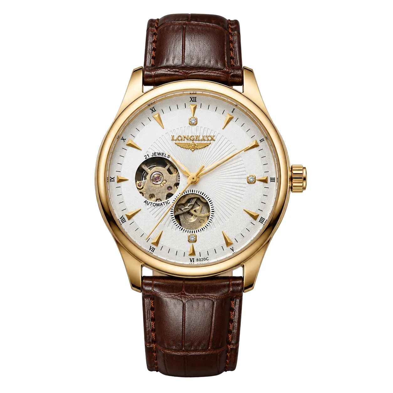 DALMONT Zenith men's automatic watch with leather strap, front view