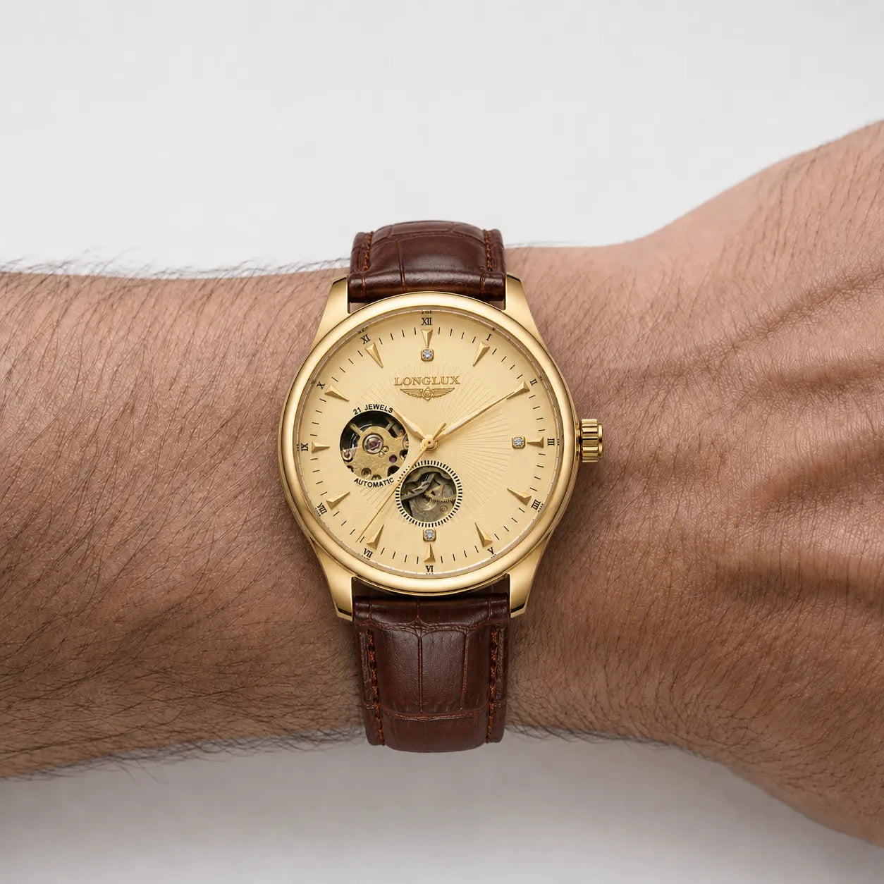 DALMONT Zenith men's automatic watch on the wrist, angled view