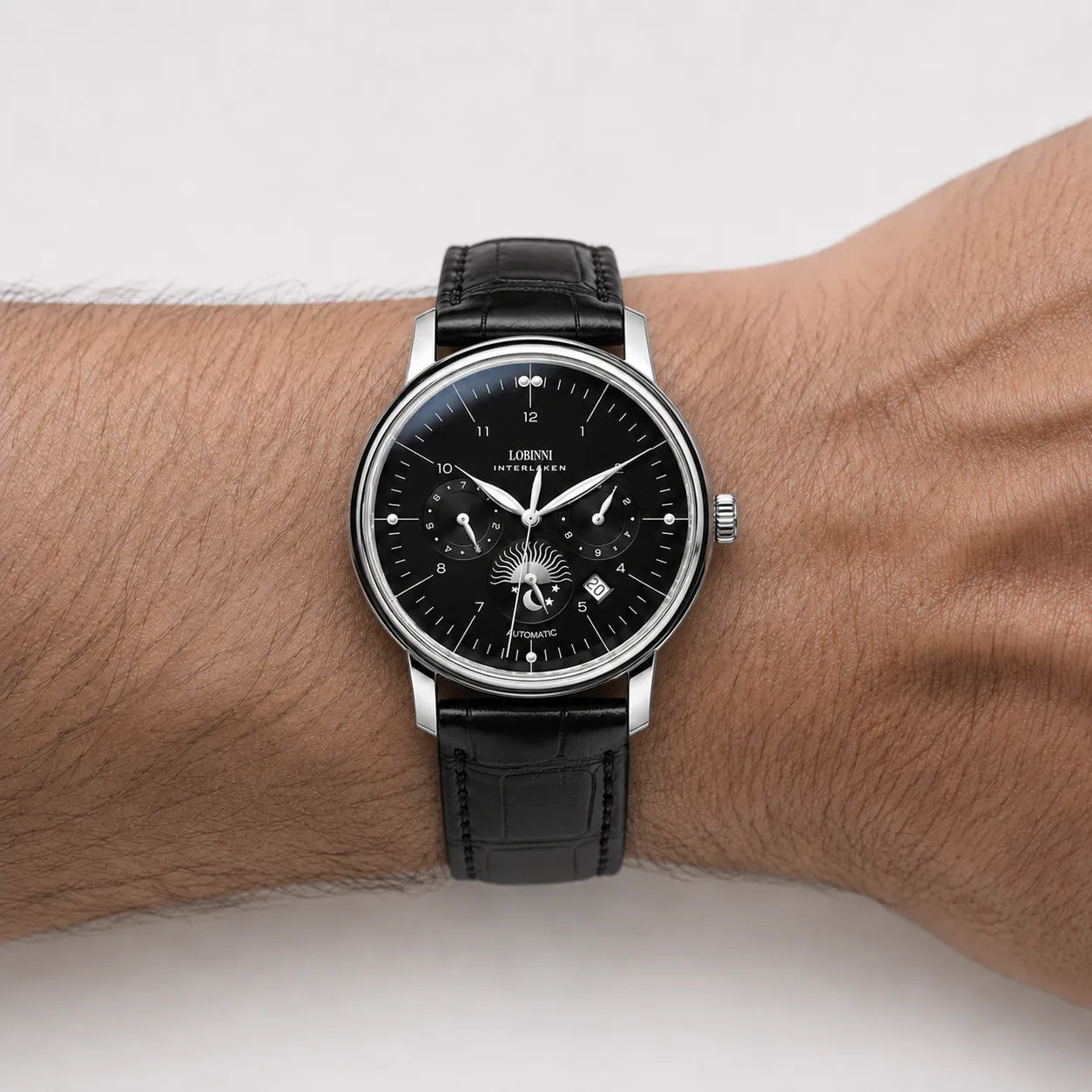 DALMONT Milano leather strap watch styled on the wrist