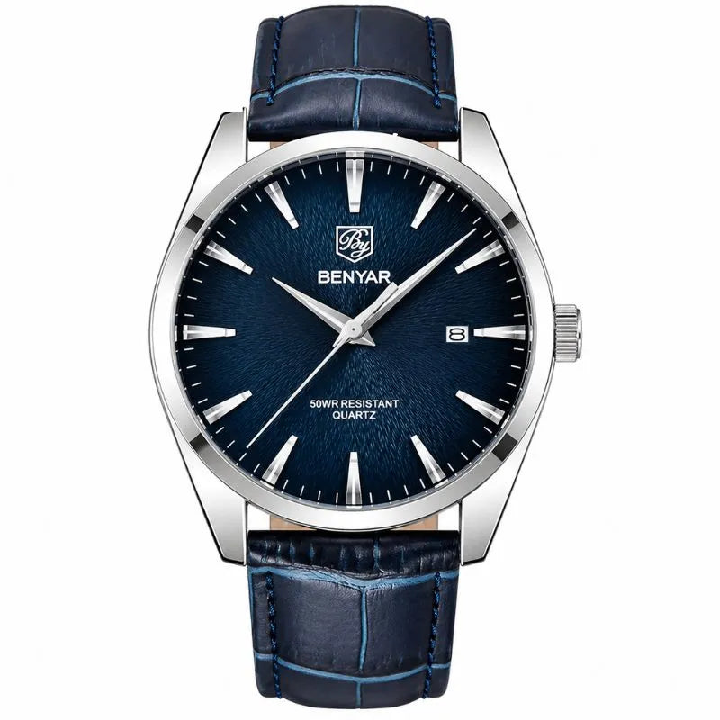 DALMONT Regent leather strap field watch, side profile