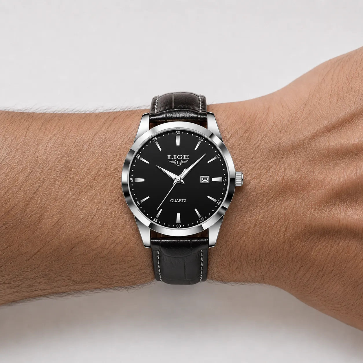DALMONT Vanguard leather strap sports watch styled on the wrist